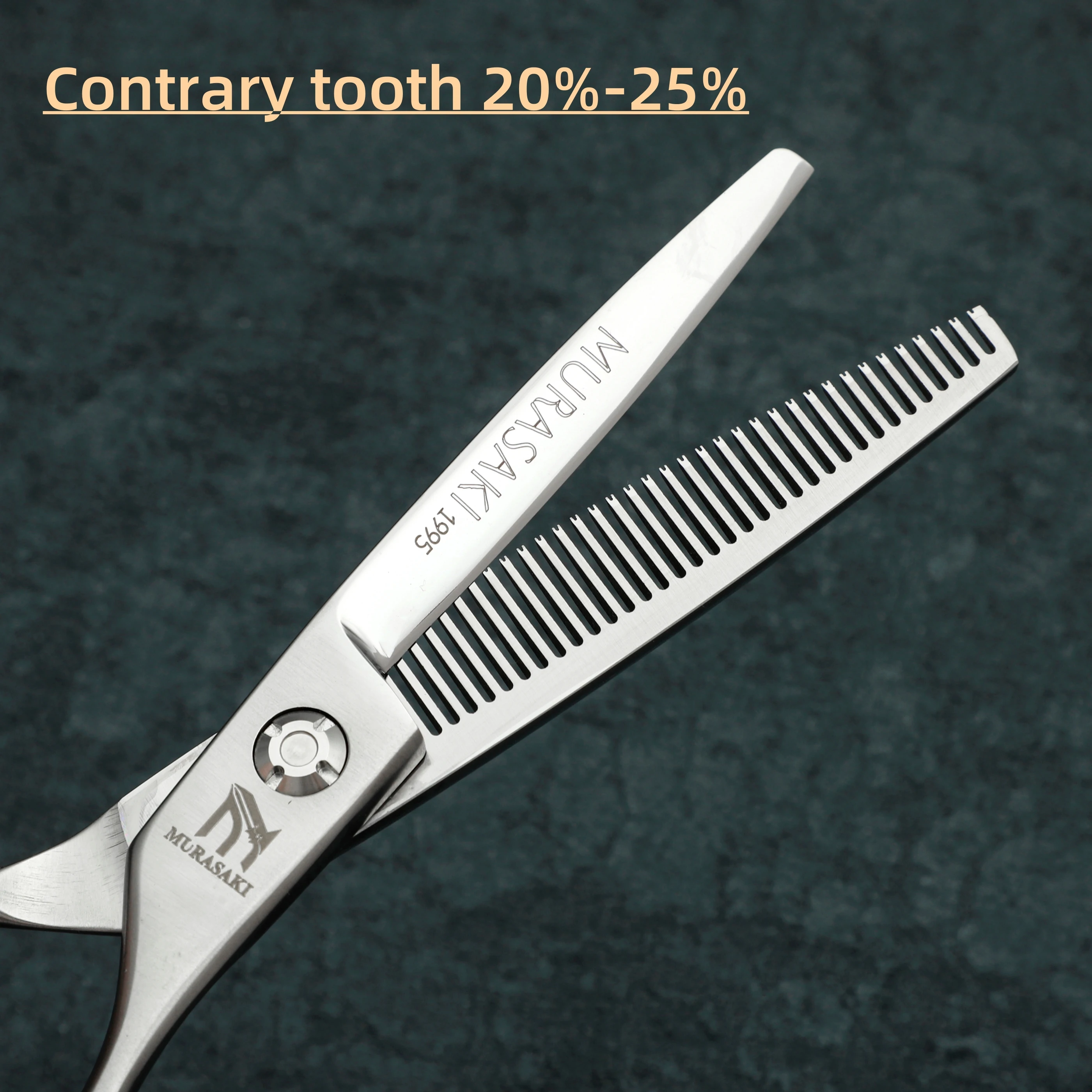 MURASAKI Professional Barber Scissors,6.0 Inch Contrary Tooth Hair Thinning Shears,High Quality Hitachi 440C Steel Barber Tools