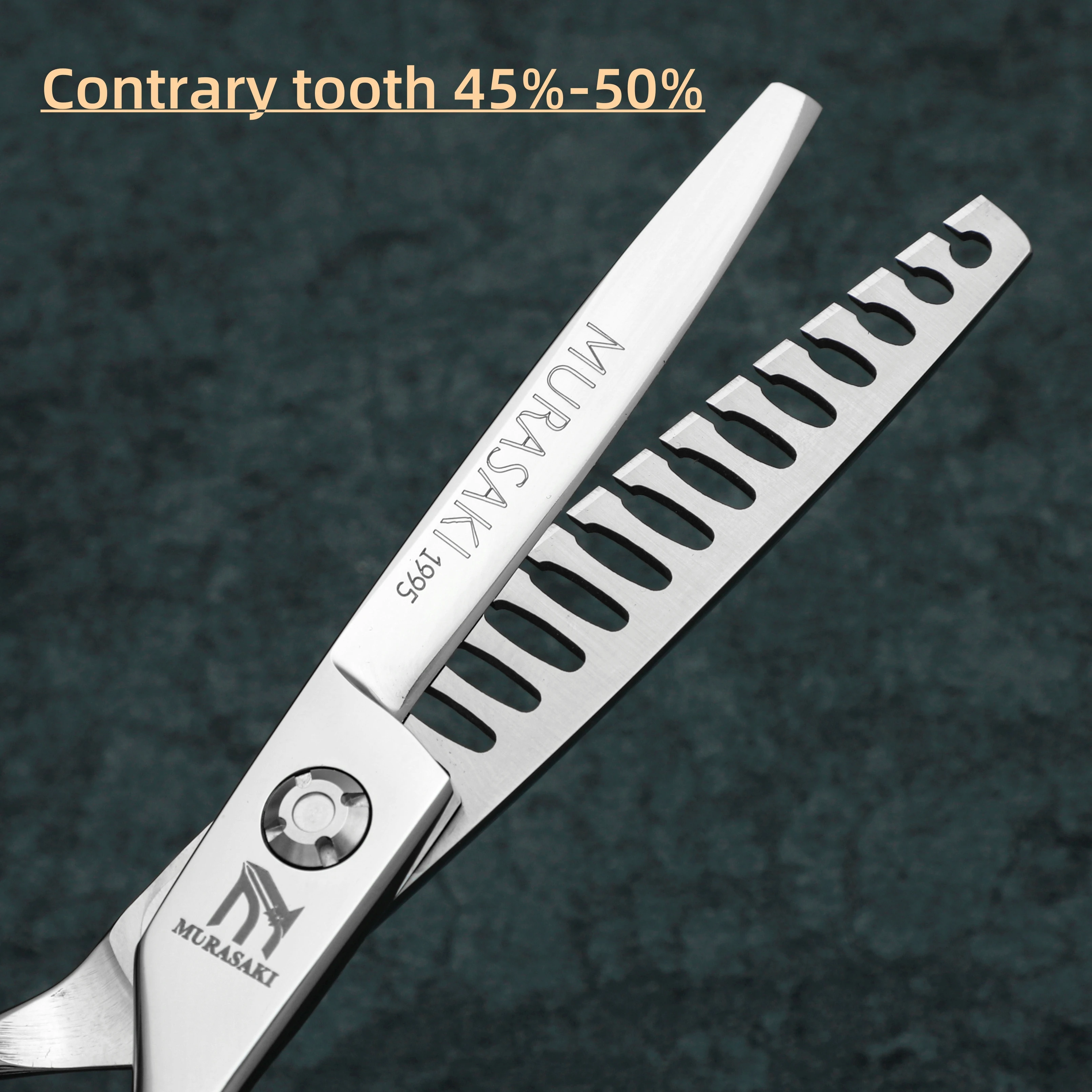 MURASAKI Professional Barber Scissors,6.0 Inch Contrary Tooth Hair Thinning Shears,High Quality Hitachi 440C Steel Barber Tools