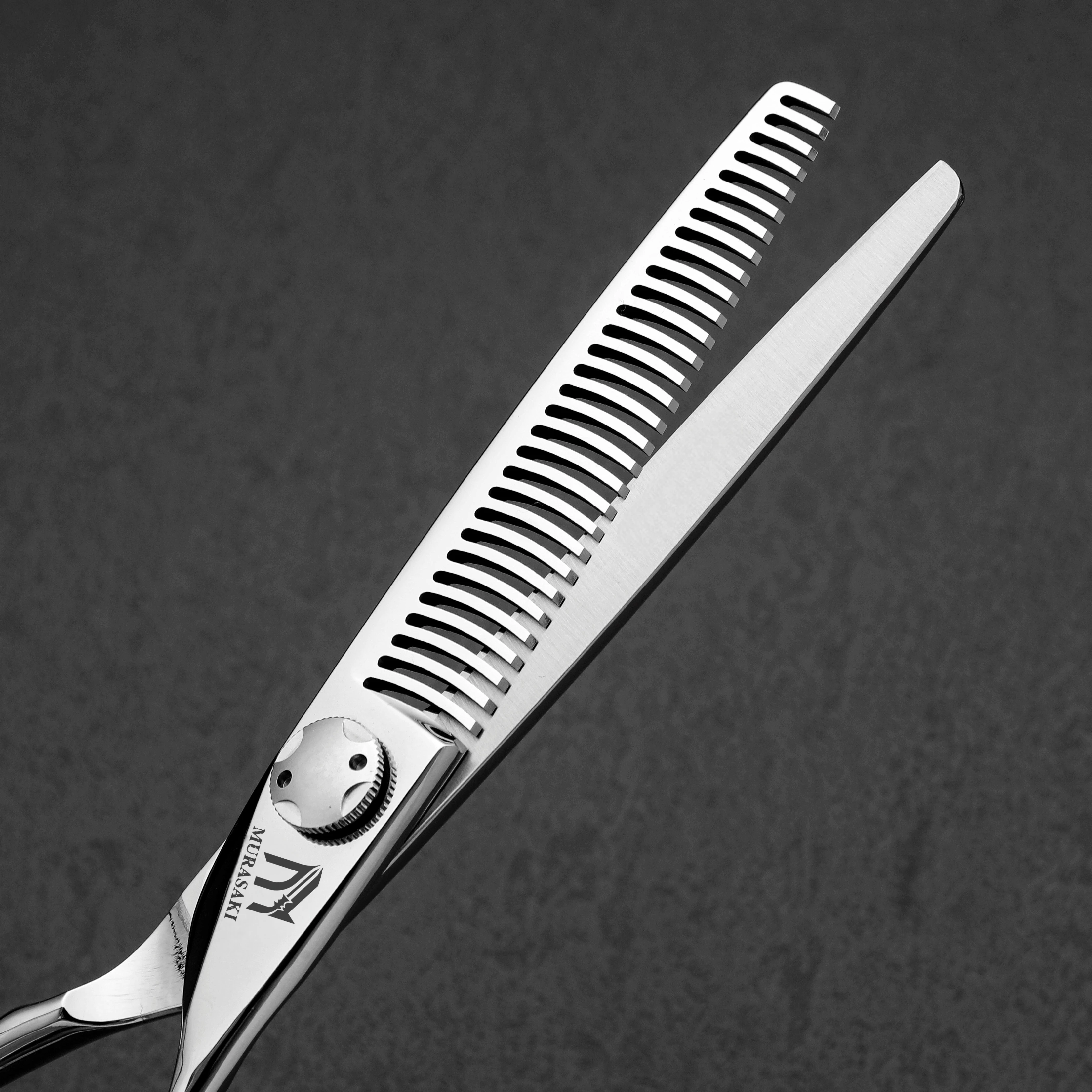 MURASAKI Professional Barber Scissors,6.0 Inch Contrary Tooth Hair Thinning Shears,High Quality Hitachi 440C Steel Barber Tools