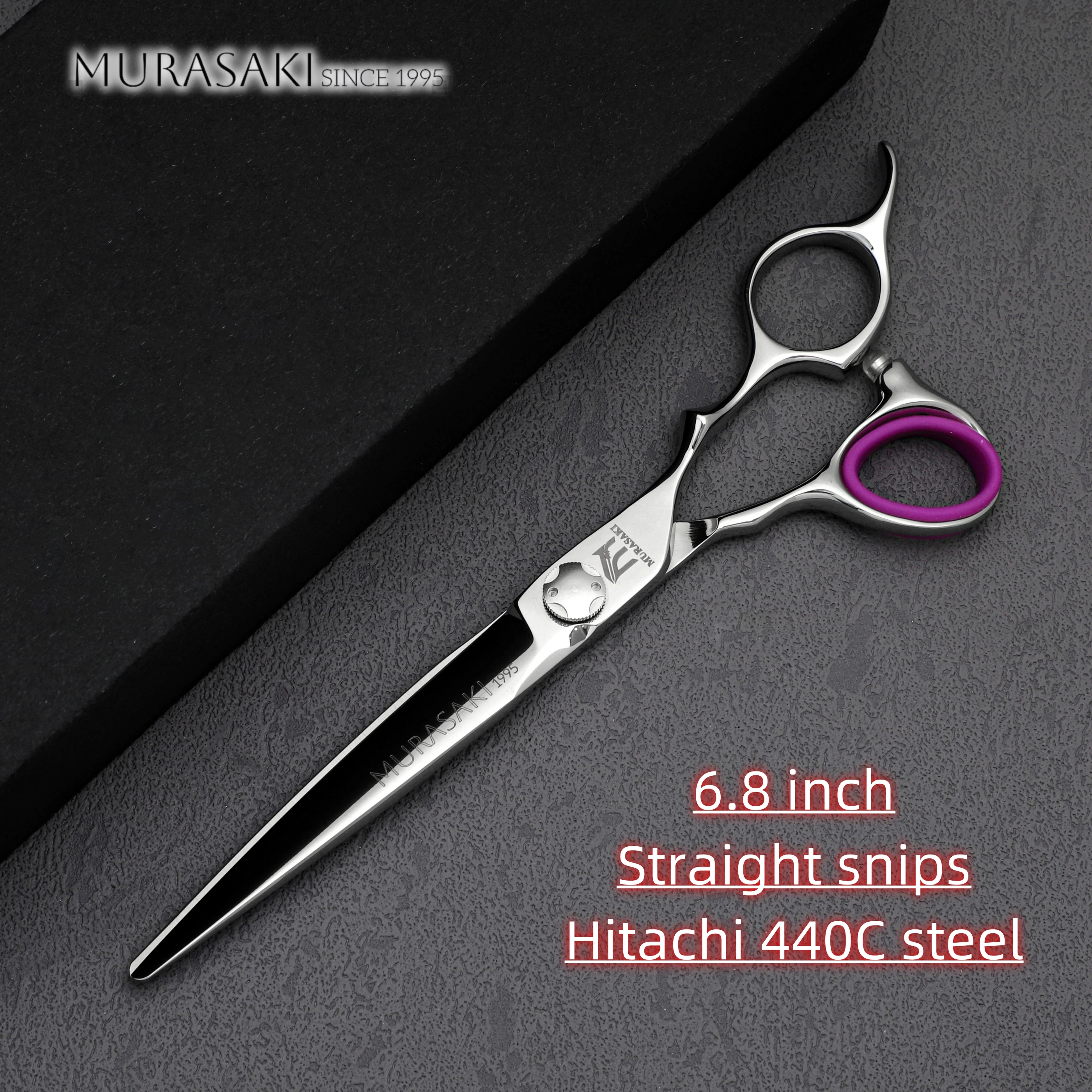 MURASAKI Professional Barber Scissors,6.0 Inch Contrary Tooth Hair Thinning Shears,High Quality Hitachi 440C Steel Barber Tools