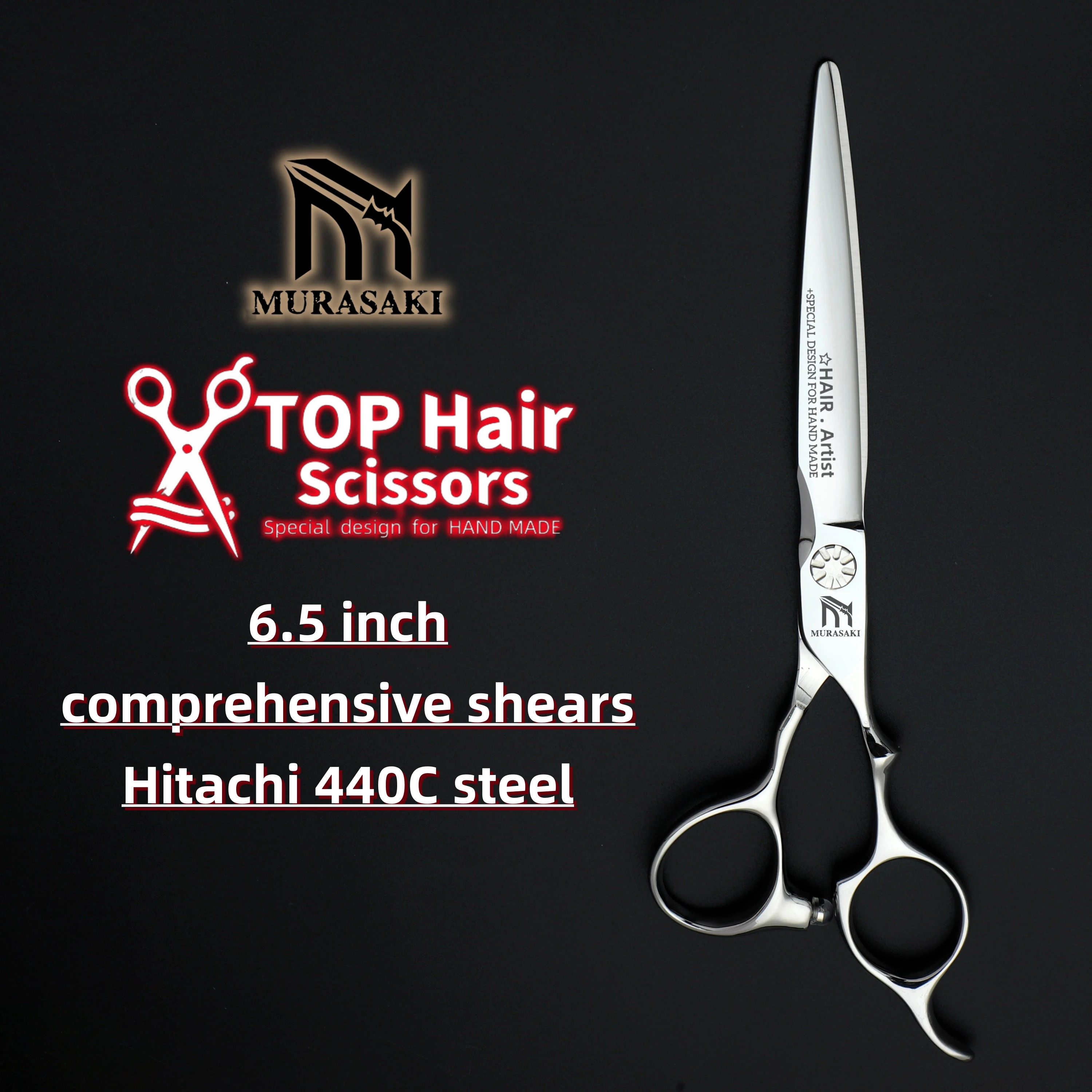 MURASAKI Professional Barber Scissors,6.0 Inch Contrary Tooth Hair Thinning Shears,High Quality Hitachi 440C Steel Barber Tools