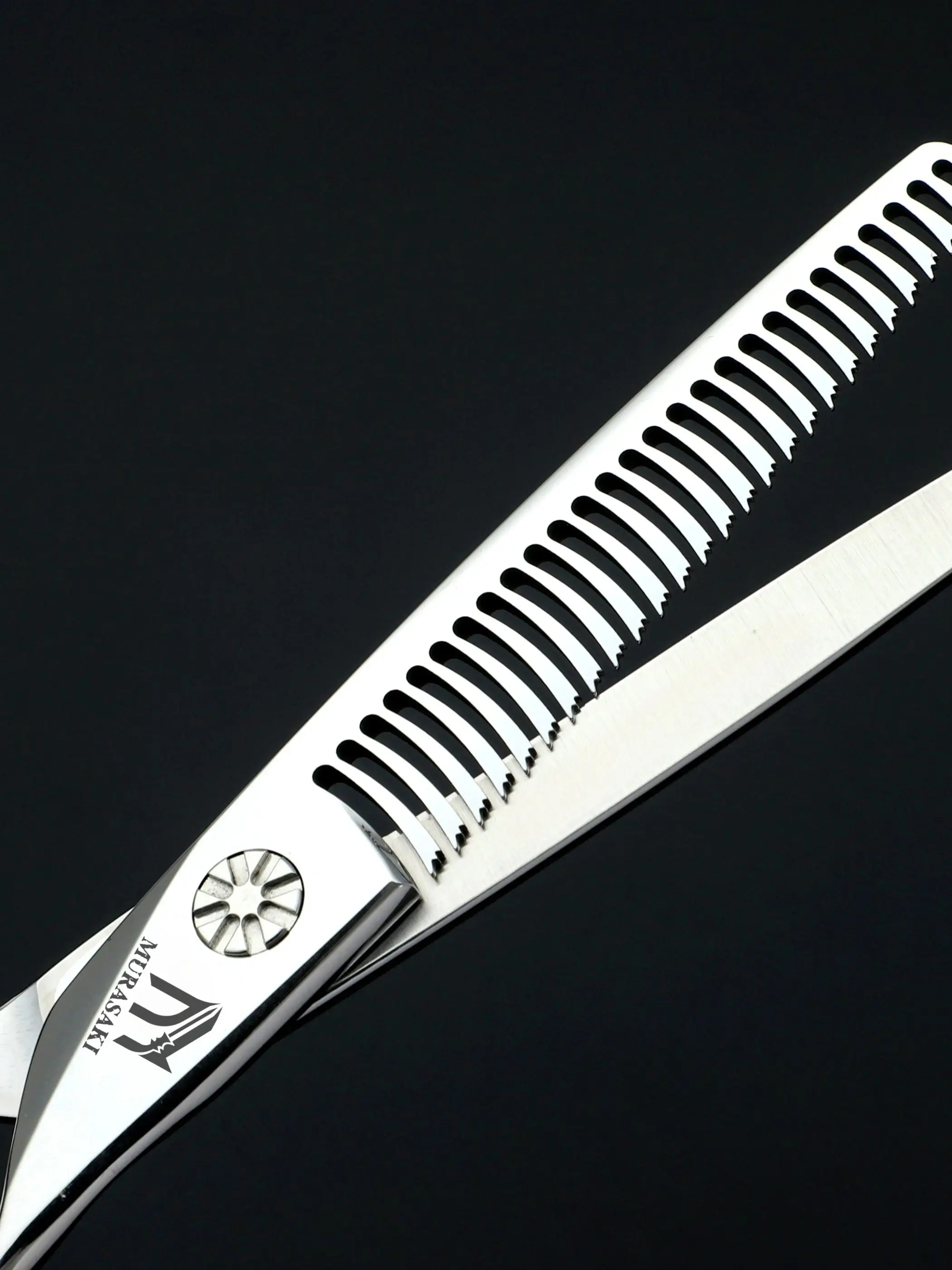 MURASAKI Professional Barber Scissors,6.0 Inch Contrary Tooth Hair Thinning Shears,High Quality Hitachi 440C Steel Barber Tools