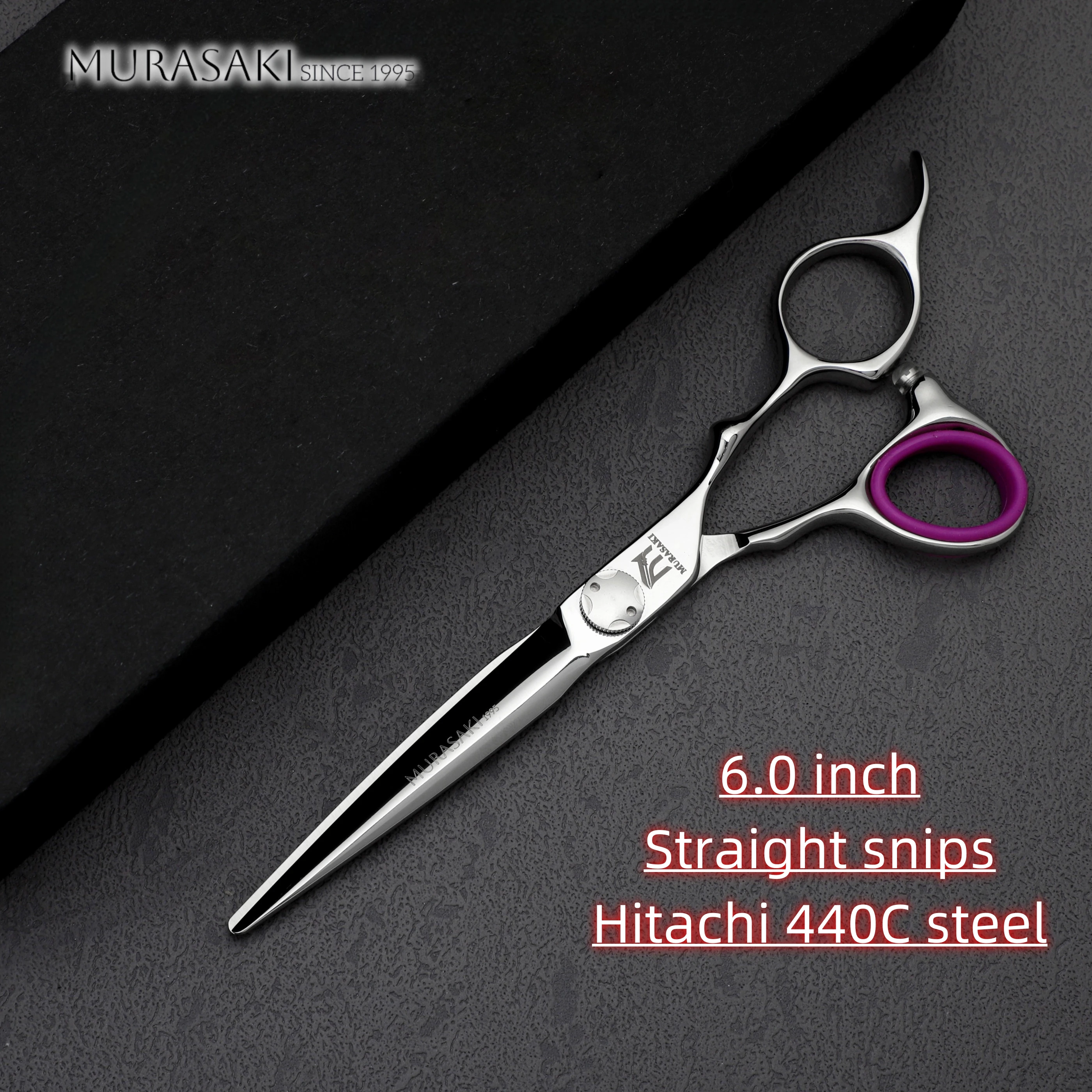 MURASAKI Professional Barber Scissors,6.0 Inch Contrary Tooth Hair Thinning Shears,High Quality Hitachi 440C Steel Barber Tools
