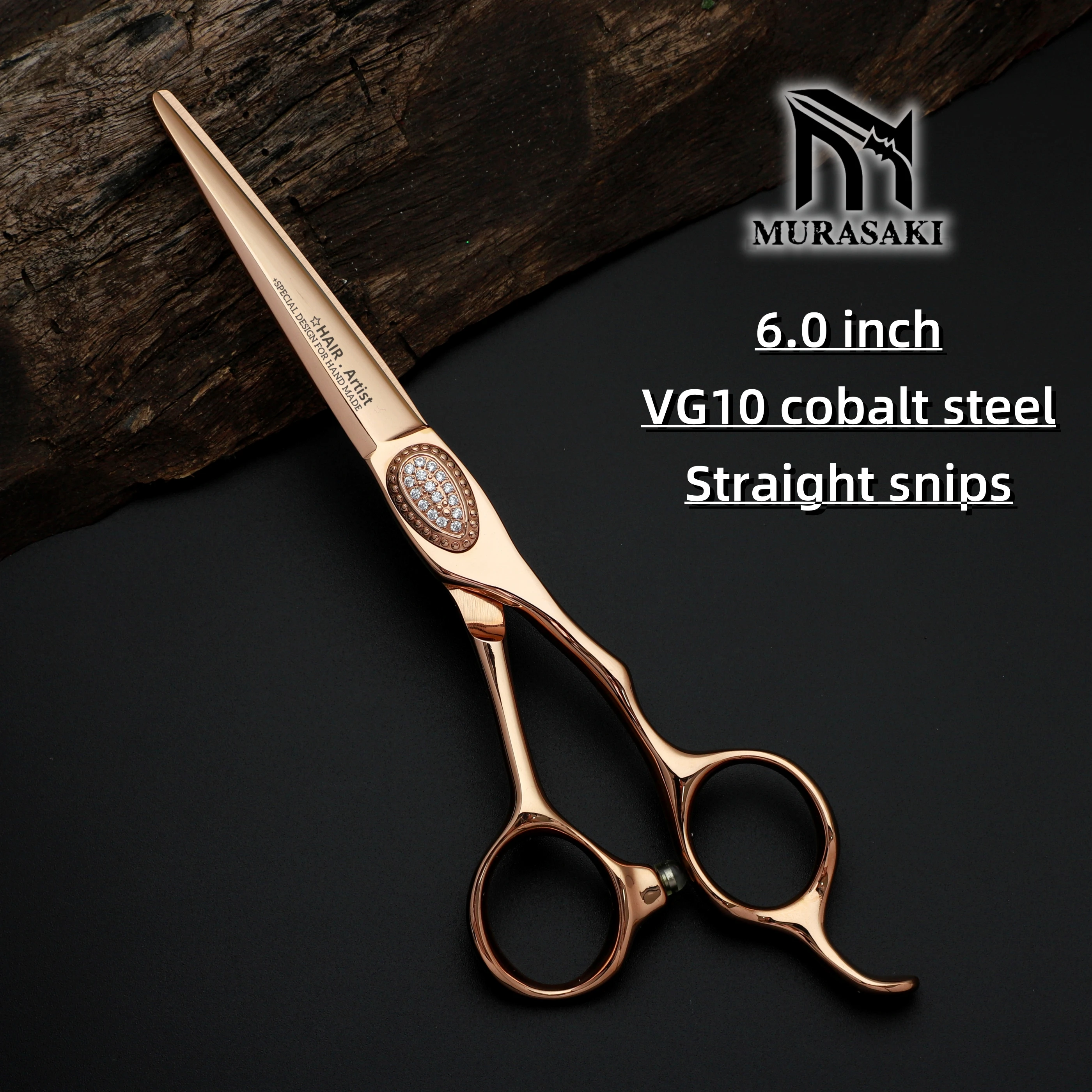 MURASAKI Professional Barber Scissors,6.0 Inch Contrary Tooth Hair Thinning Shears,High Quality Hitachi 440C Steel Barber Tools