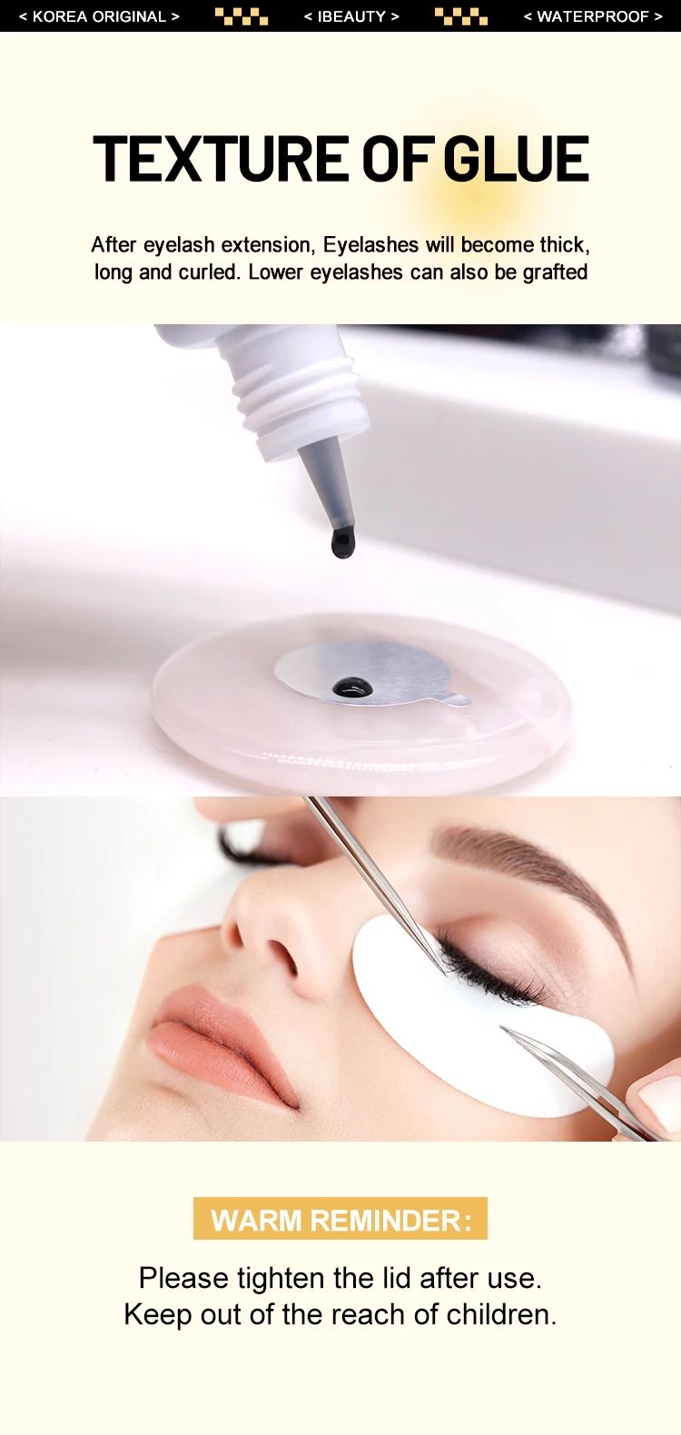 IBeauty Super Plus Glue For Eyelash Health Extension Original 5ml Black Cola Gold Cap Korea 1-2Sec Fast Dry Makeup Tools Health