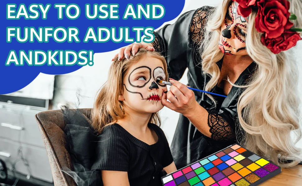 54 Colors Face Painting Kit for Kids,Body Paint for Adults, Non Toxic Makeup Professional for Festivals,Birthday Parties,events
