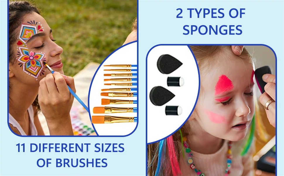 54 Colors Face Painting Kit for Kids,Body Paint for Adults, Non Toxic Makeup Professional for Festivals,Birthday Parties,events