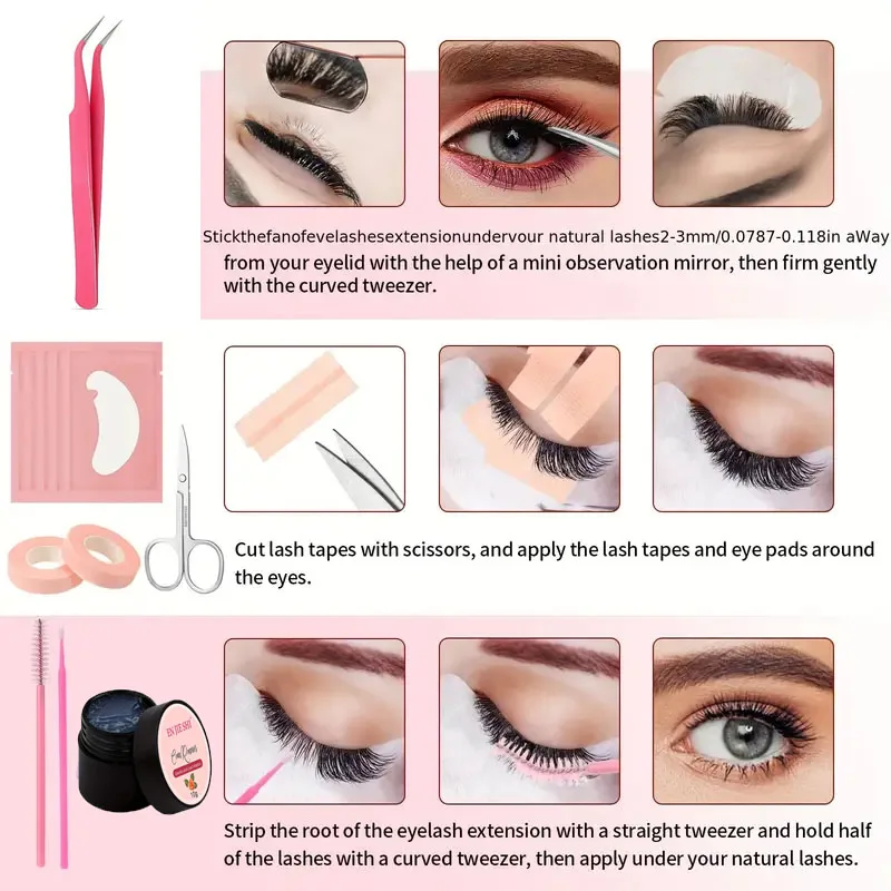 Professional False Eyelash Extension Practice Kit Eye Lashes Extension Grafting for Beginner Artist Practice Makeup Tool Set Kit