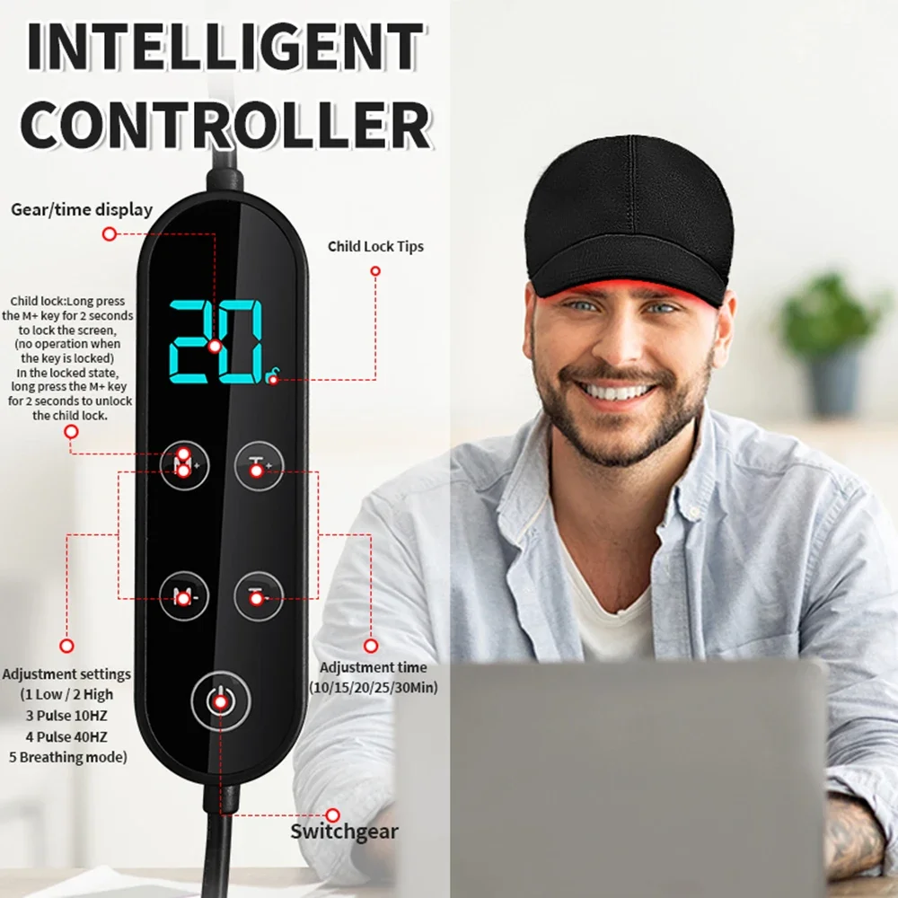 180Pcs Infrared LEDs 660nm&850nm Red Light Therapy Hair Growth Cap for Hair Regrowth Anti Hair Loss Relax Scalp Hair Care Hat