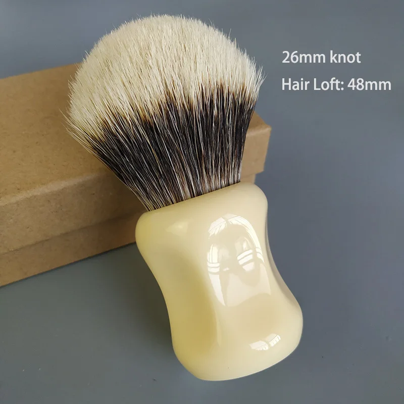 Dscosmetic 26mm Manchurian two band hair shaving brush with Ivory resin handle