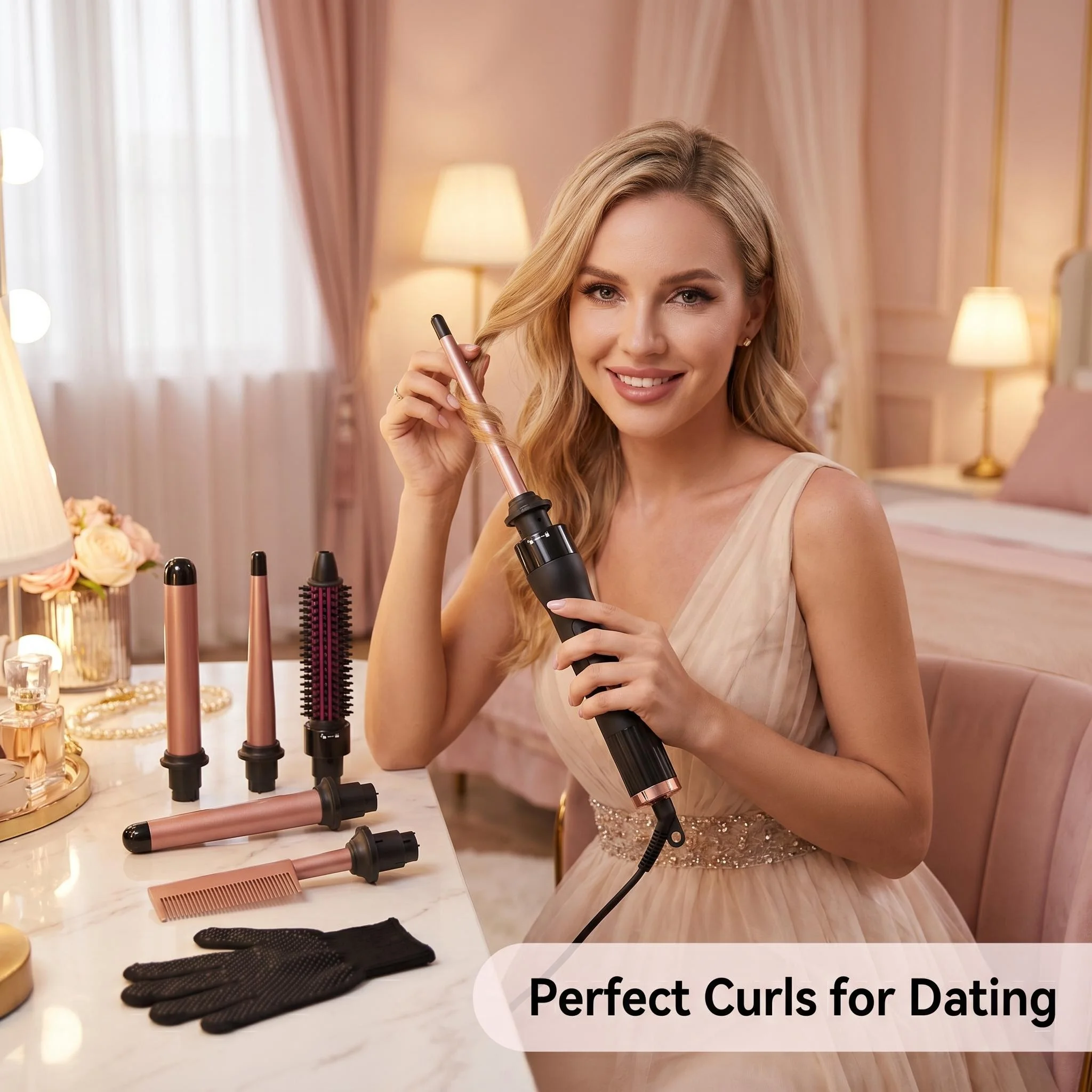 Interchangeable Multi-head Curling Wand Hair Styling Hot Comb Set LCD Digital Temp Control Anti-scald Straight Curler Kit