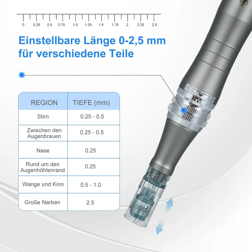 2026 Ultima Dr M8 Wireless Derma Pen with 12 Pcs Cartridge Needle Length 0.2 mm