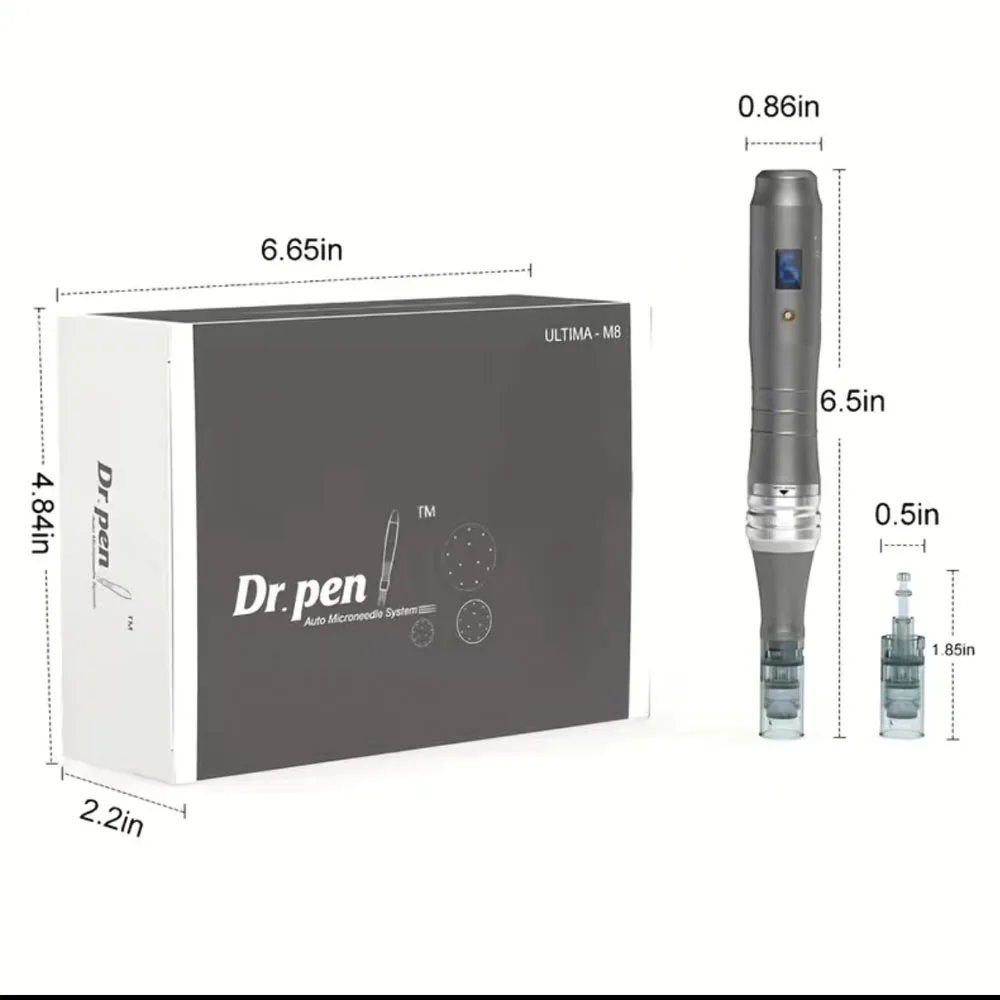 Dr Pen M8 Derma Pen with 22pcs Cartridges Professional Dermapen m8 Microneedling Acne Scar Removal Tattoo 0.25mm needles length