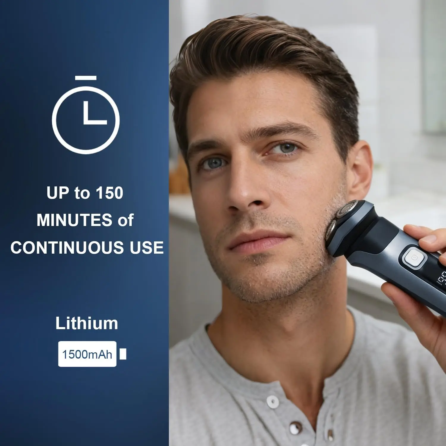 Electric Shaver for Men 150 Min Runtime Wet/Dry Electric Razor with Pop Up Trimmer IPX6 Waterproof Shaving Machine