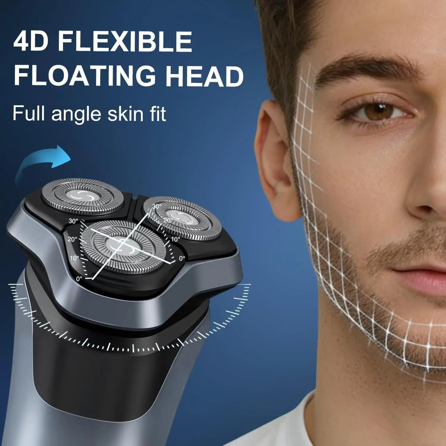 Electric Shaver for Men 150 Min Runtime Wet/Dry Electric Razor with Pop Up Trimmer IPX6 Waterproof Shaving Machine