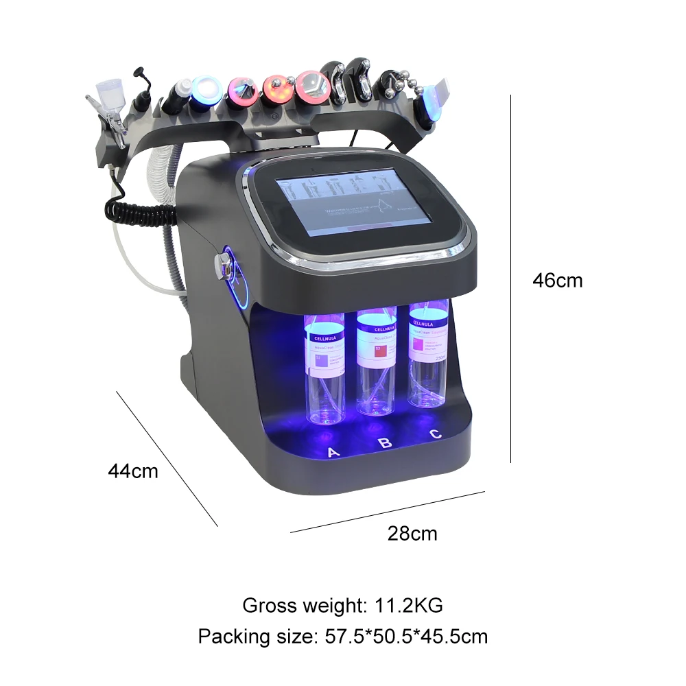 AOKO Multifunctional Facial Care Machine H202 Water Oxygen Hydrogen Hydra Machine 10 in 1 Deep Cleansing Skin Care For Home SPA Use