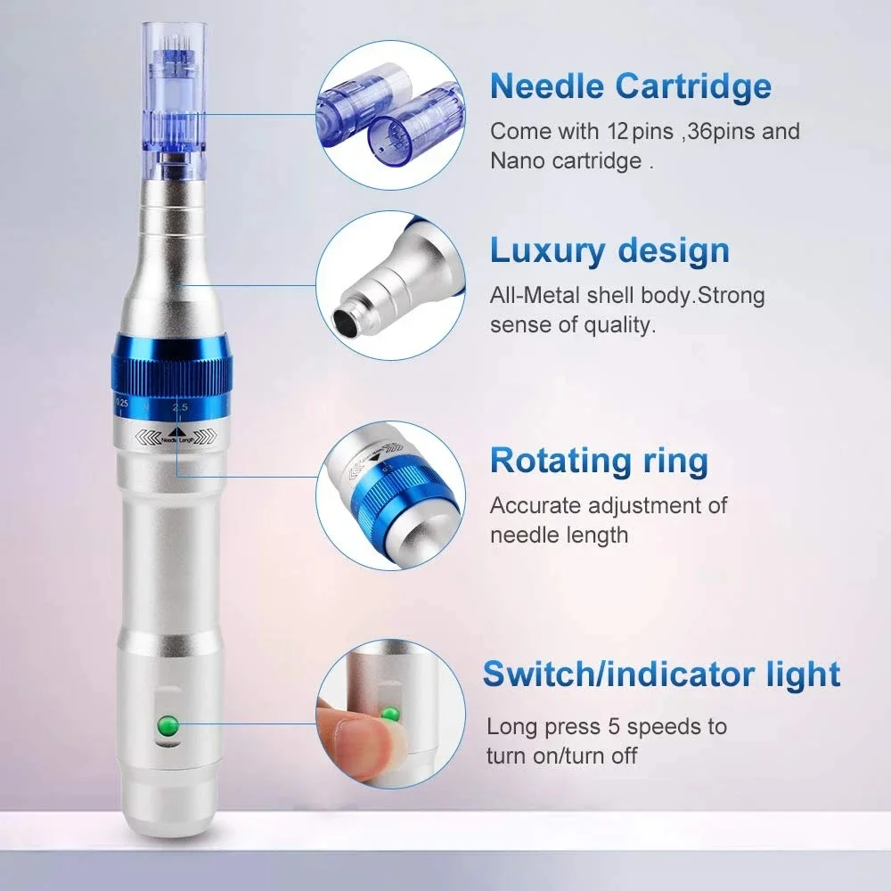 Original Ultima Dr Pen A6 with 2 pcs 12pin Cartridges Homeuse Wireless Electric Skin Care Tools Kit