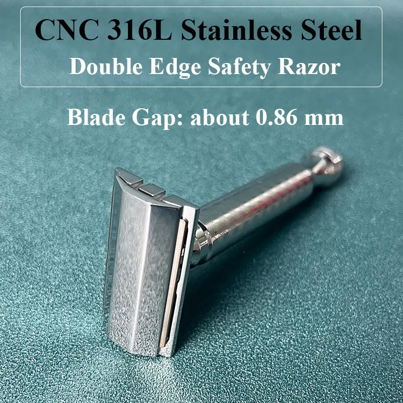 CNC 316 L Stainless Steel Material Men Safety Double Edge Razor Shaving With Non-slip Handle Hand Polished Razors