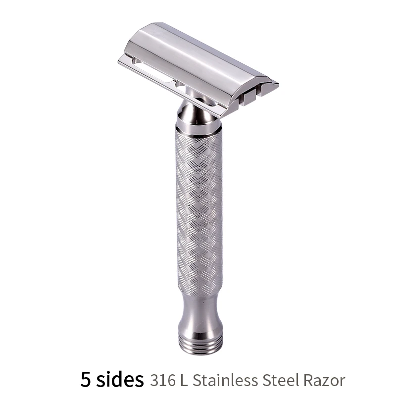 CNC 316 L Stainless Steel Material Men Safety Double Edge Razor Shaving With Non-slip Handle Hand Polished Razors
