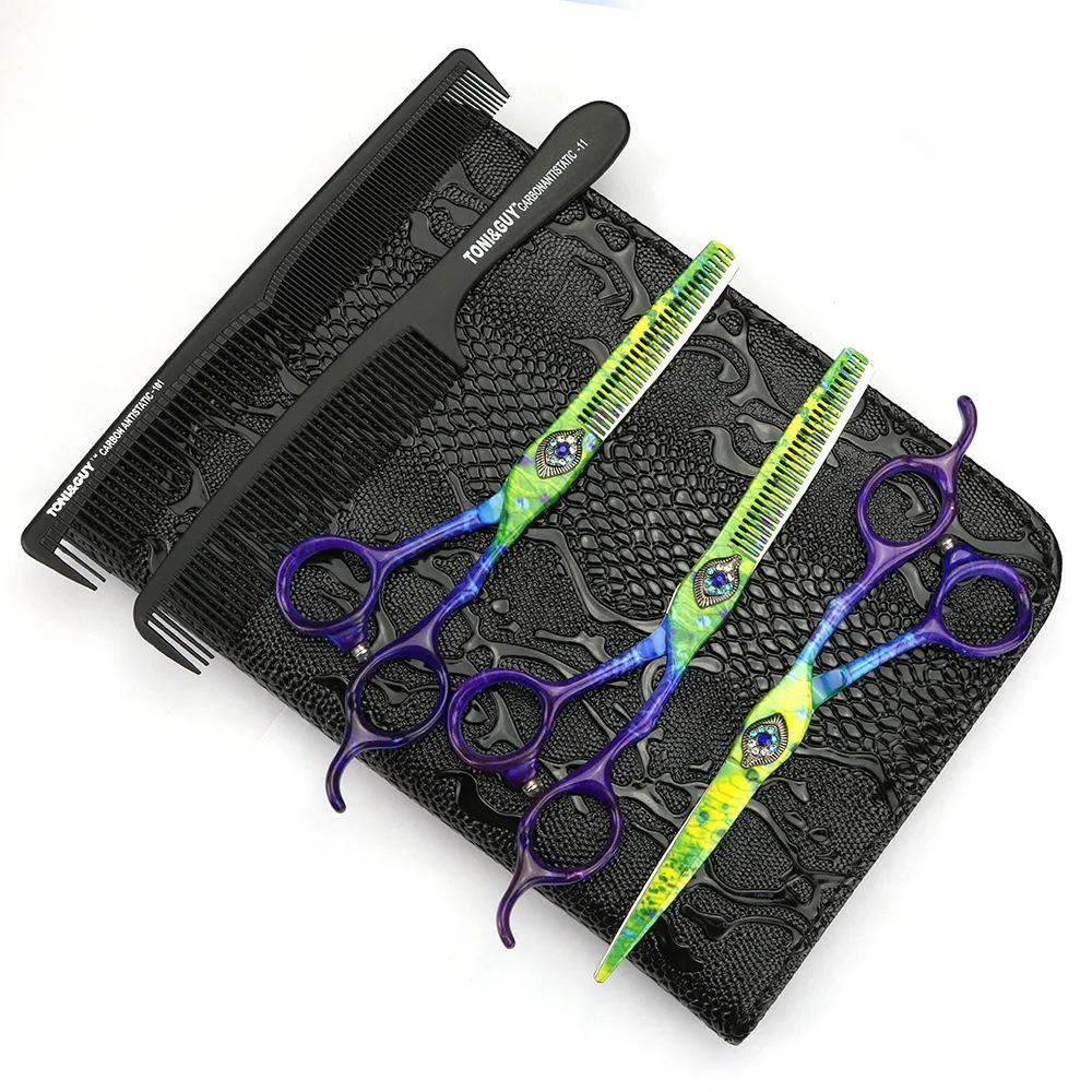 Peacock Green Hair Scissors 6 inch Professional Haircut Cutting and Thinning Scissors Japan 440C Steel