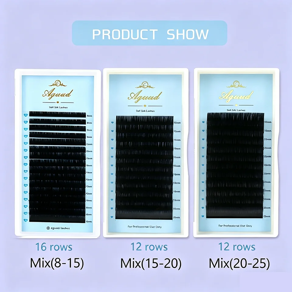 AGUUD 10 Cases Lashes Wholesale Individual Eyelash Extensions Supplies B Curl Russian Volume Lash 0.03-0.20mm Classic False Lash