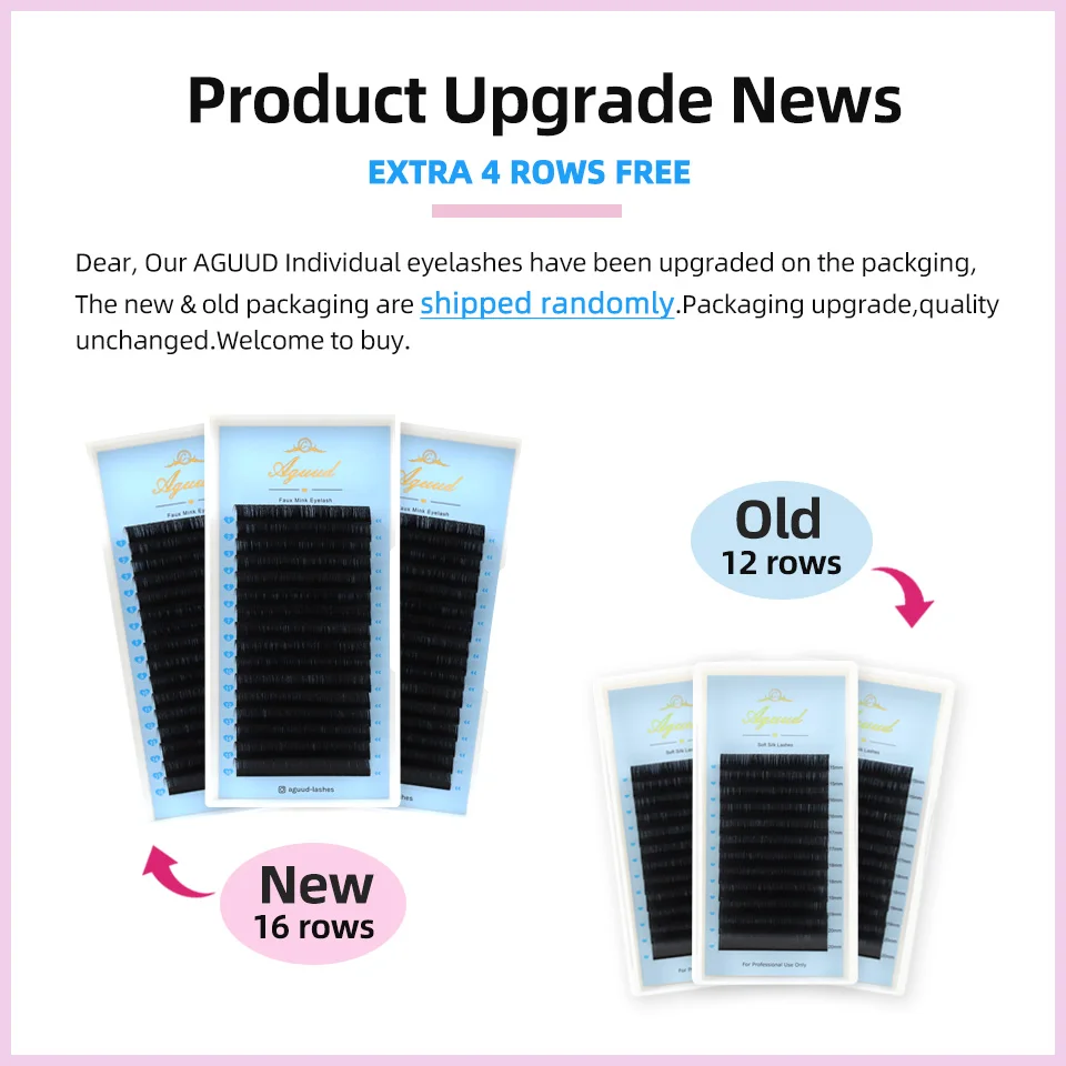 AGUUD 10 Cases Lashes Wholesale Individual Eyelash Extensions Supplies B Curl Russian Volume Lash 0.03-0.20mm Classic False Lash