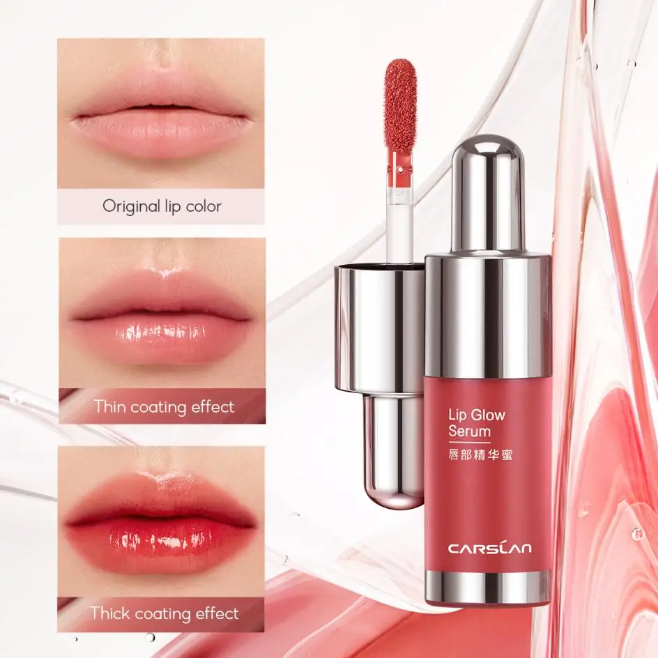 CARSLAN 2pcs/set Tinted Lip Glow Serum Essential oil Moisturizing Lip Glaze Plumper Mirror Water Lip Gloss Lipstick Cosmetics