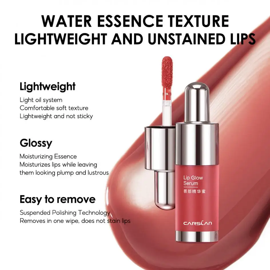 CARSLAN 2pcs/set Tinted Lip Glow Serum Essential oil Moisturizing Lip Glaze Plumper Mirror Water Lip Gloss Lipstick Cosmetics