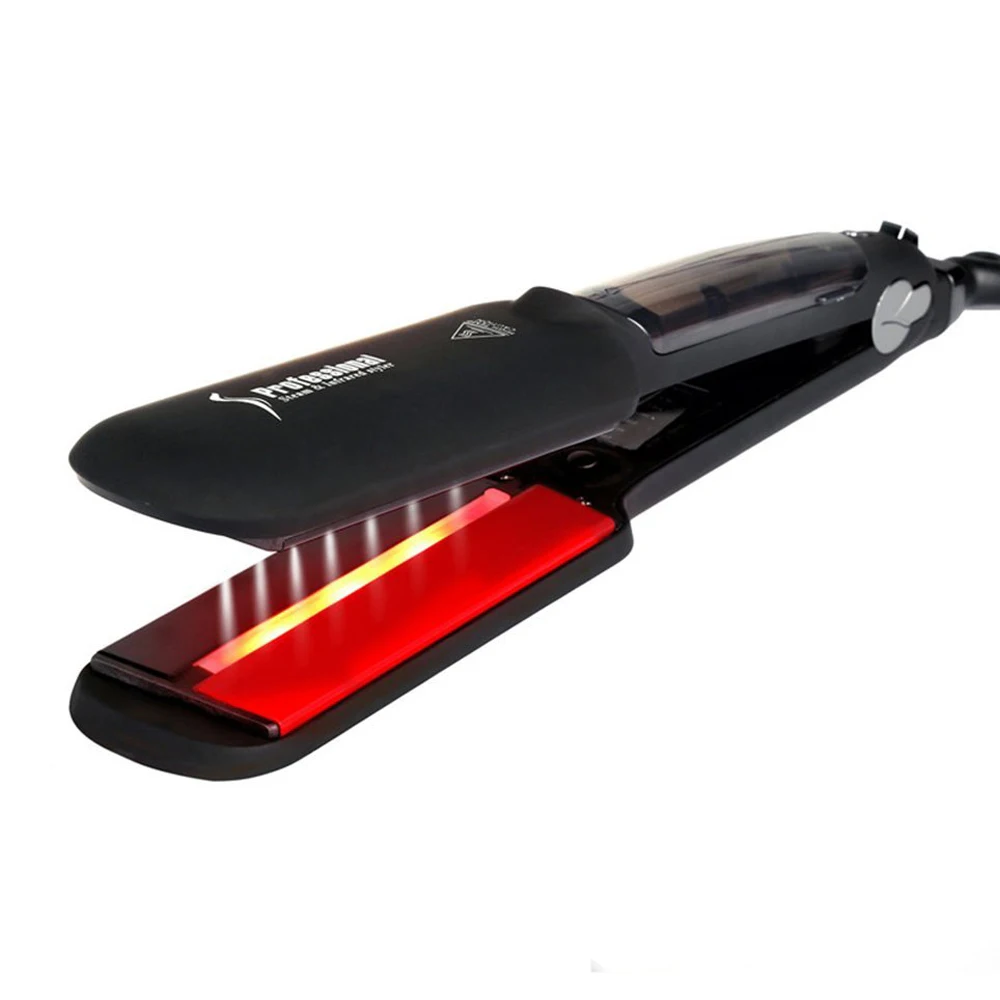 Steam Hair Straightener with Infrared 2 Inches Plate Hair Flat Iron 450°F Professional Salon Hair Styling Tool Dual Voltage