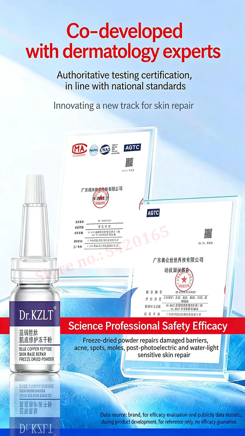 Powerful Skin Repair With GHK-CU Blue Copper Peptide Face Serum Supports Skin Regeneration Enhances For A Healthier Complexion.