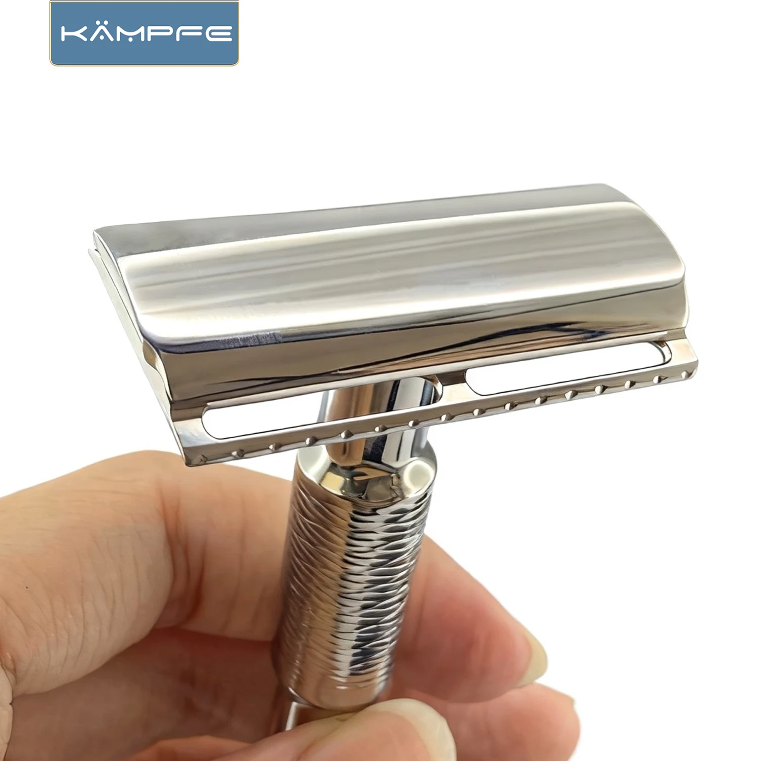 KAMPFE CNC machining Manual Safety Stainless Steel polished Razor Head for wet shaver Gifts for men