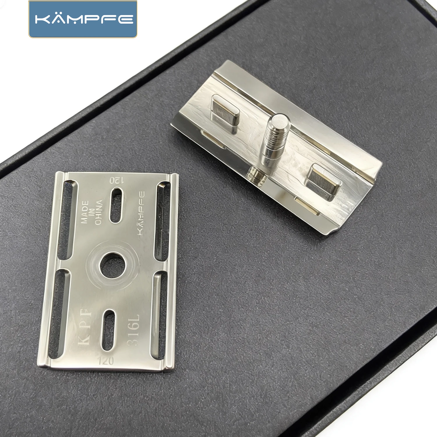 KAMPFE CNC machining Manual Safety Stainless Steel polished Razor Head for wet shaver Gifts for men