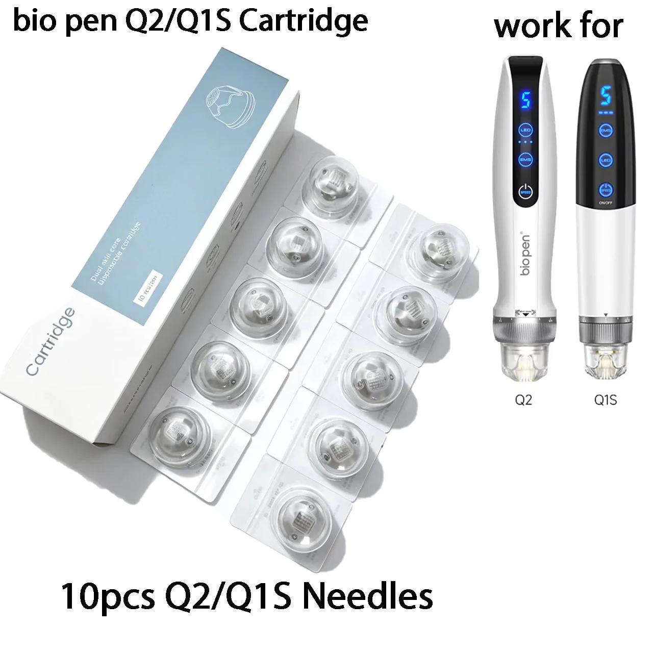 10pcs Bio Pen Q2 Dr. Pen Q1S Disposable EMS Microneedling Cartridge Titanium Needles 9/14/25/Nano Needle Length 0.25 Mm