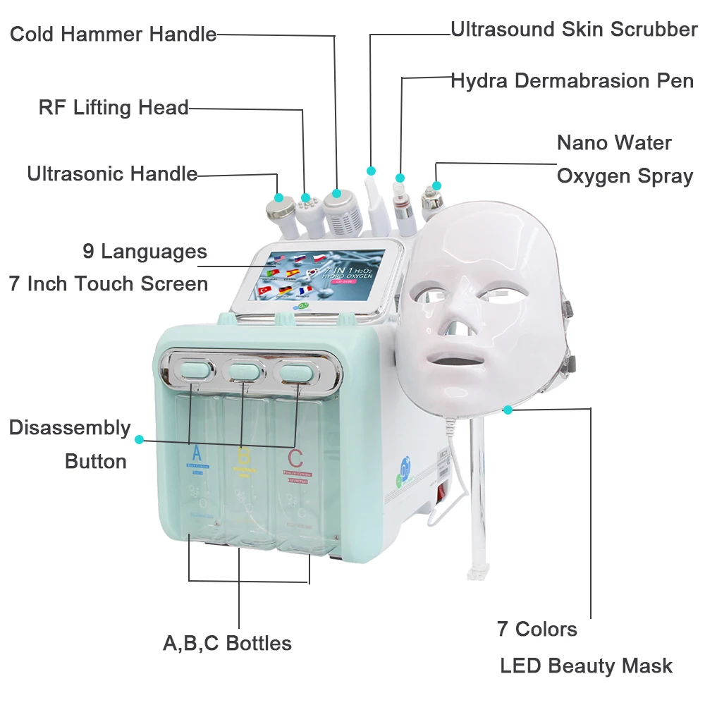 7 in 1 Water Dermabrasion Facial Machine  Deep Cleansing Skin Care Tightening Blackhead Removal Spa Beauty Device