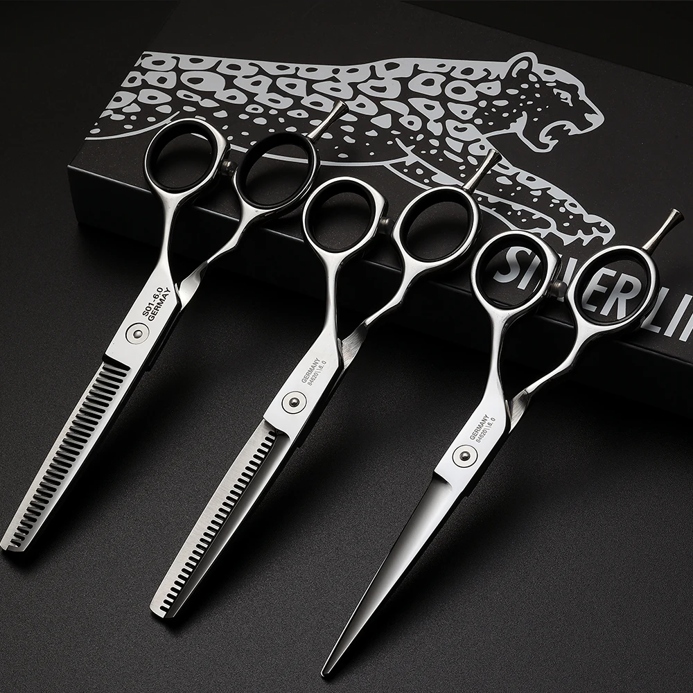 5.5/6.0/6.5/7.0 Inch Reversed Scissors Hair Scissors Professional Barber Hairdressing Cutting Thinning Set salons shears