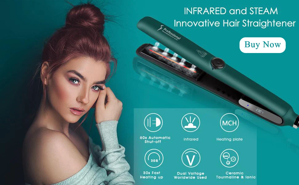 Steam Hair Straightener Professional Ceramic Vapor Flat Iron 450℉ Fast Heat Argan Oil Treatment Hair Care Tools