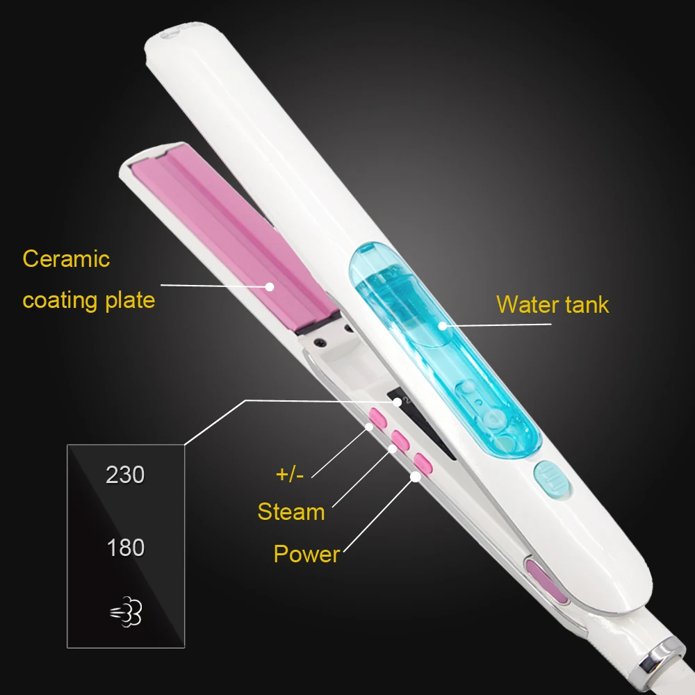 Steam Hair Straightener Professional Ceramic Vapor Flat Iron 450℉ Fast Heat Argan Oil Treatment Hair Care Tools