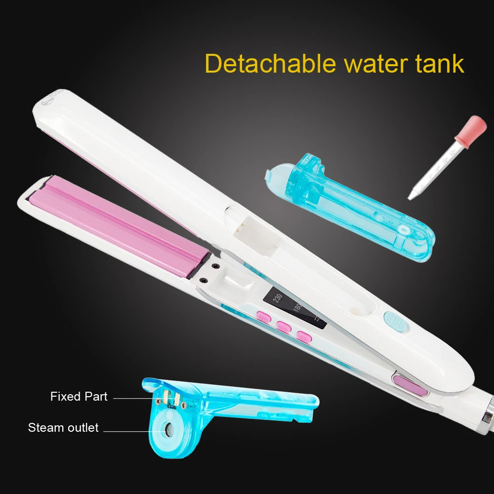 Steam Hair Straightener Professional Ceramic Vapor Flat Iron 450℉ Fast Heat Argan Oil Treatment Hair Care Tools