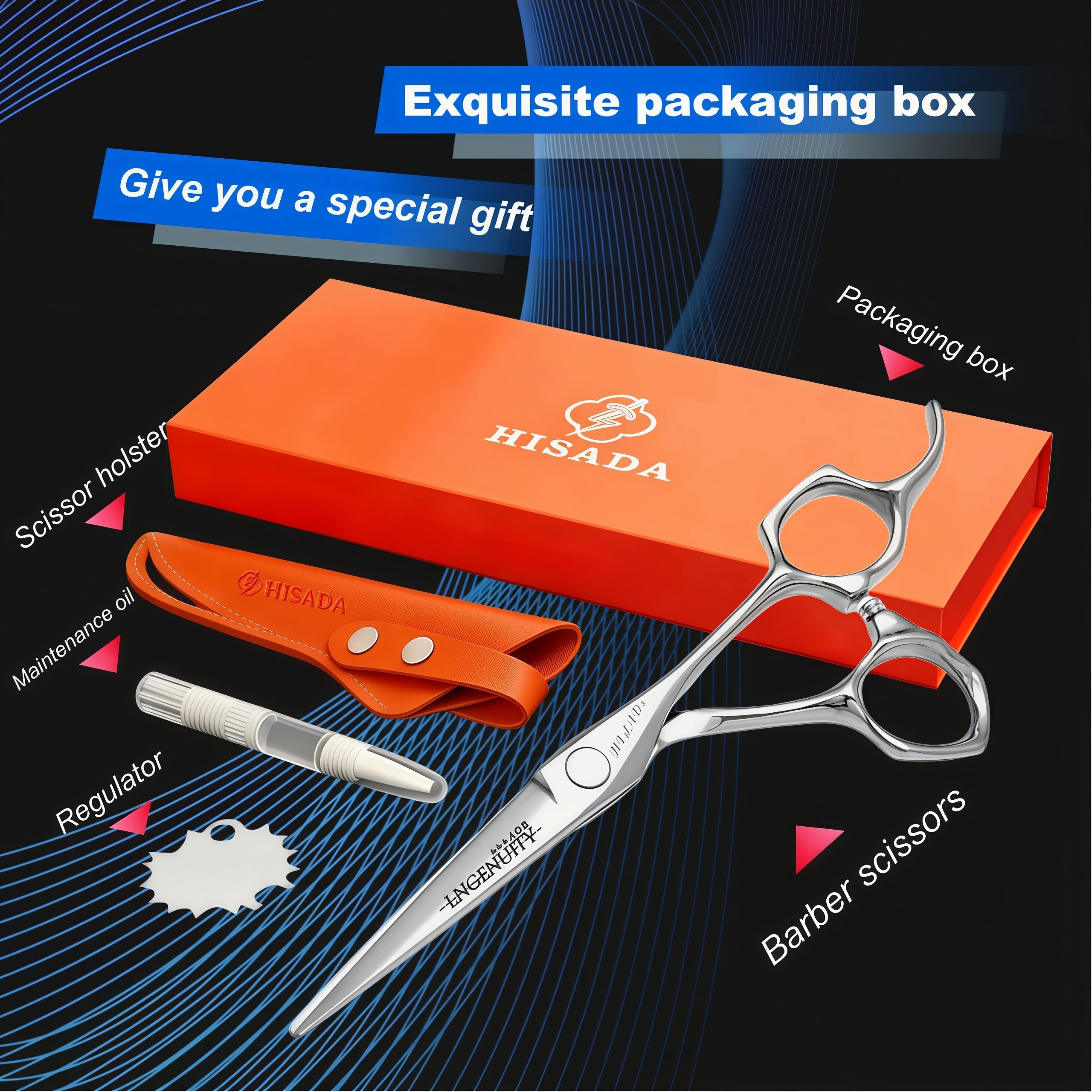 HISADA Barber Scissors, Professional Hair Cutting Scissors 6.0 Inch, Japanese Handmade VG10 Steel, Super Sharp and Wear-Resistan
