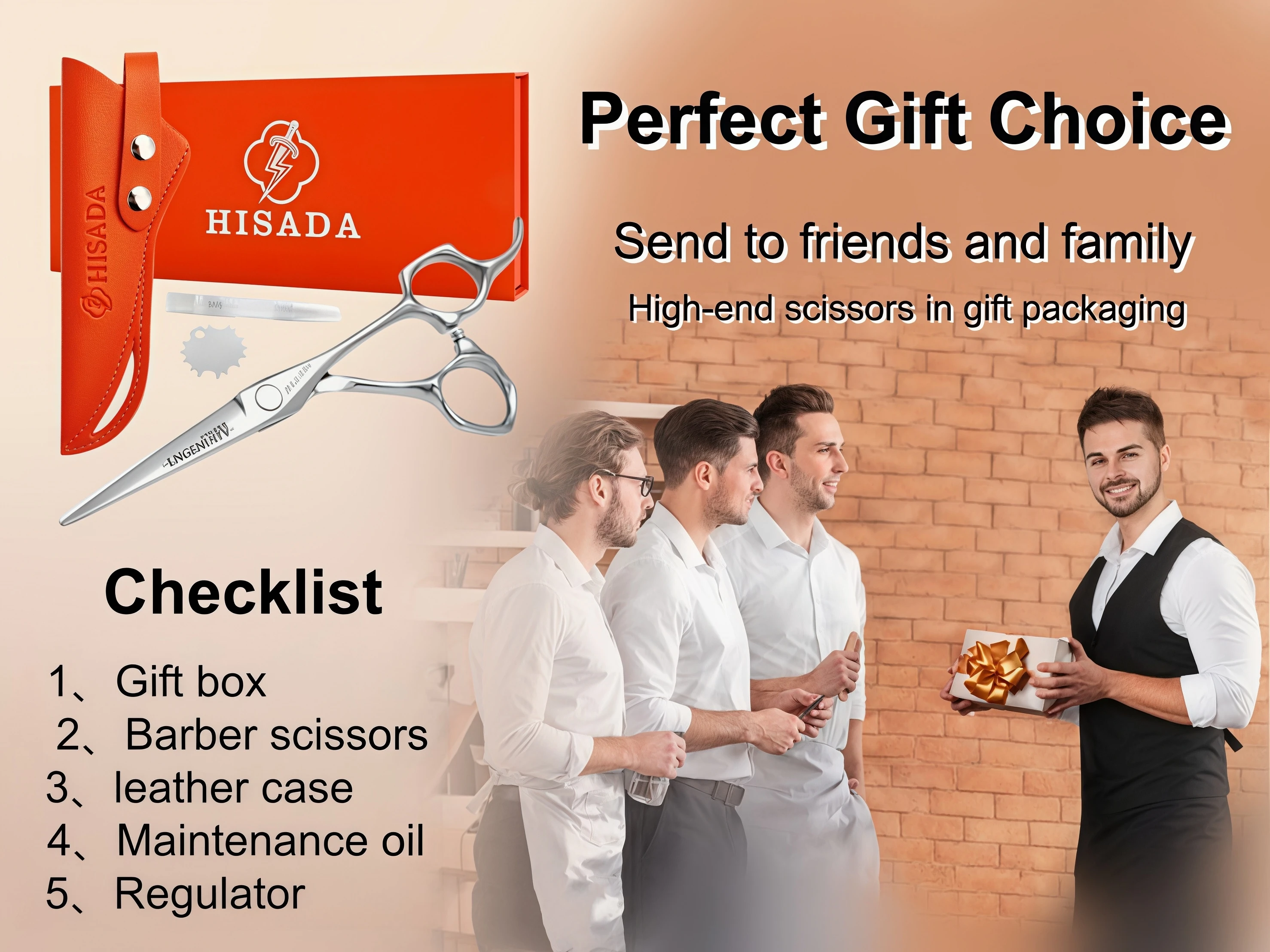 HISADA Barber Scissors, Professional Hair Cutting Scissors 6.0 Inch, Japanese Handmade VG10 Steel, Super Sharp and Wear-Resistan