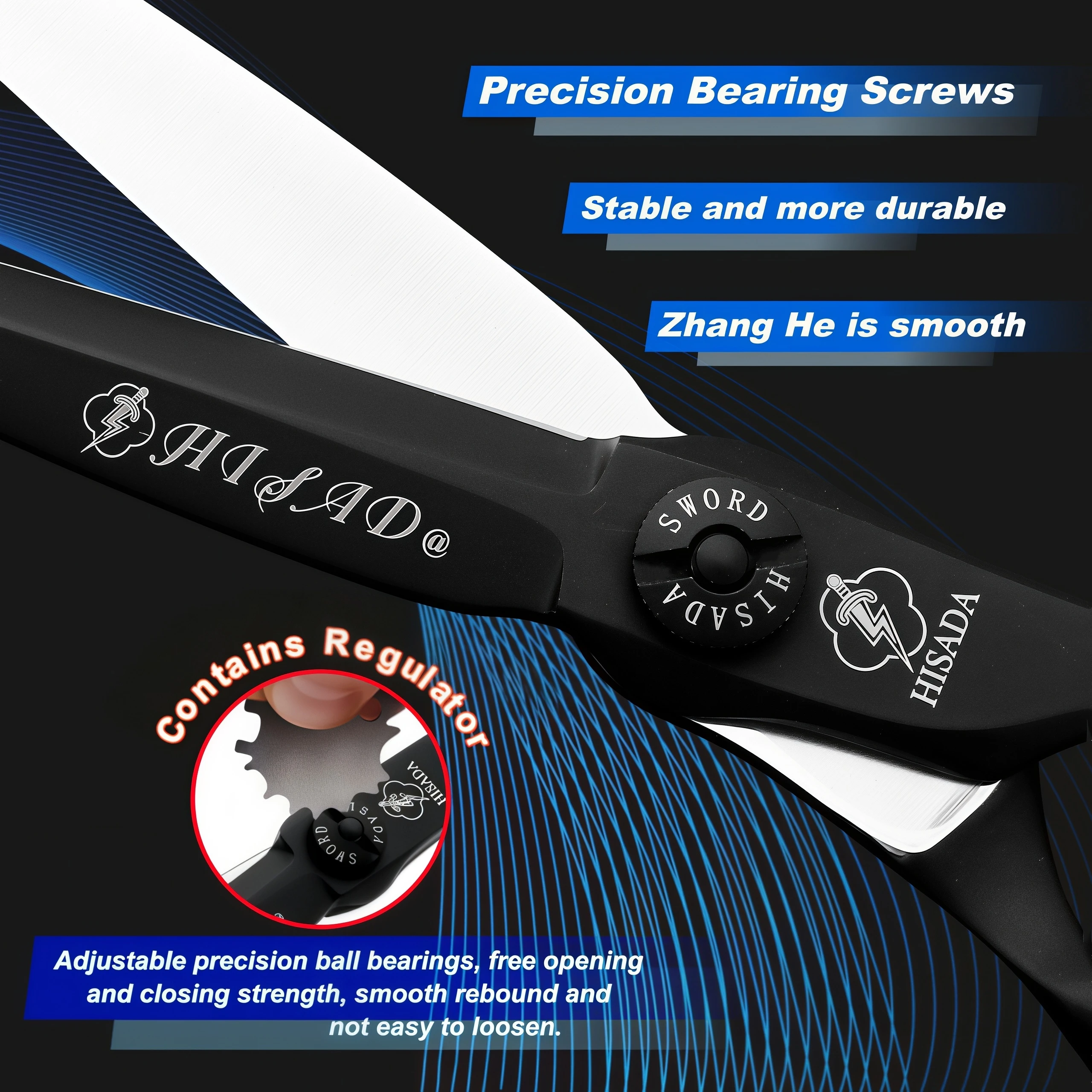HISADA barber Scissors black suit 6.0/6.5/7.0/inch Professional hair scissors Made of VG10 material barber scissors