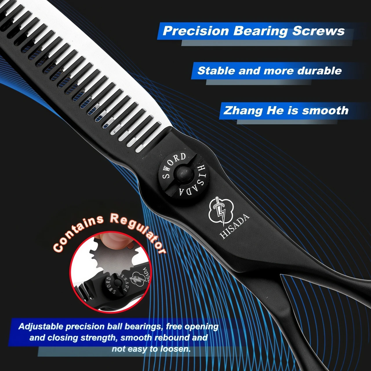 HISADA barber Scissors black suit 6.0/6.5/7.0/inch Professional hair scissors Made of VG10 material barber scissors
