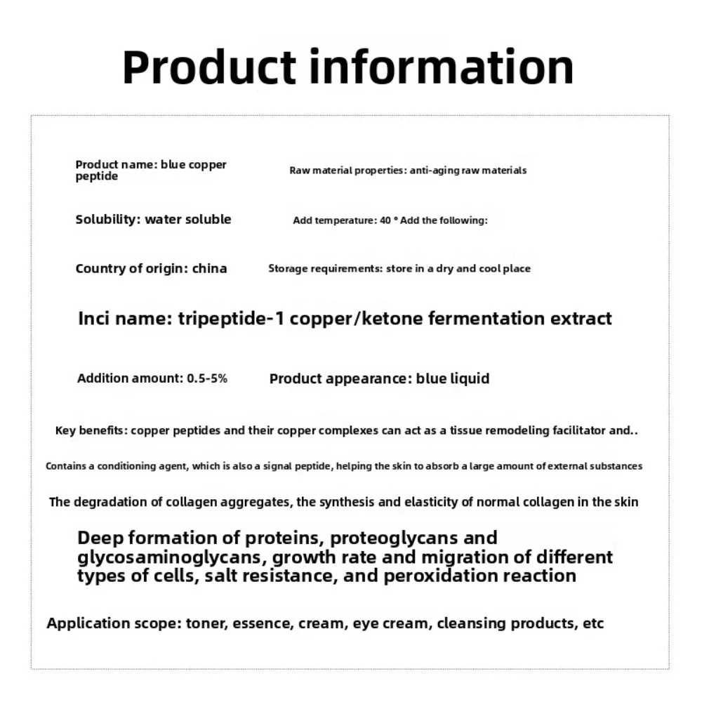 High Purity Copper Tripeptide-1 Blue Copper Peptide Skin Repair Raw Material