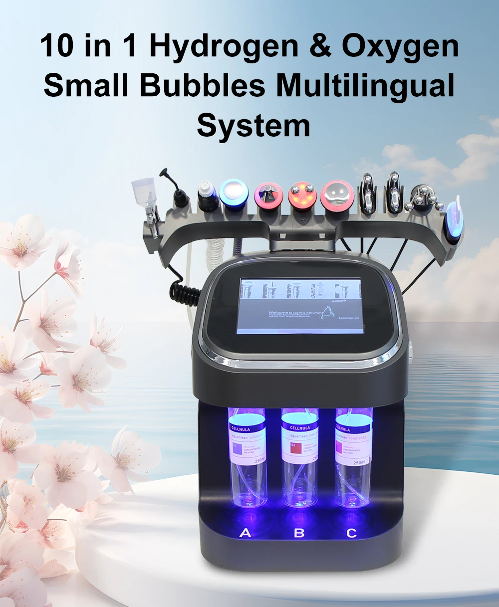 AOKO Updated 10 in 1 Bubbles Skincare Facial spa Hydrogen Purification Face Cleaning Professional Beauty Machines