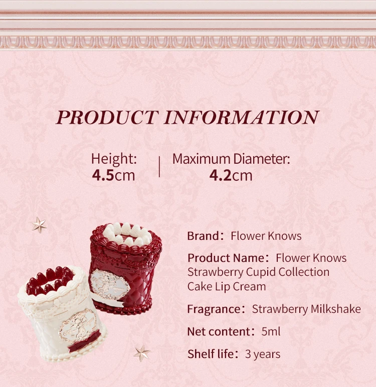 Flower Knows Strawberry Cupid Collection Cake Lip Cream 5ml velvet