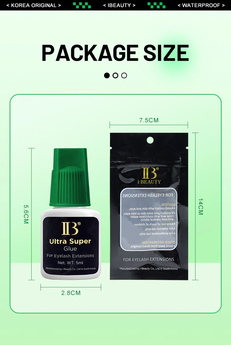 5 Bottles 10ml Korea IBeauty Ultra Super Glue Eyelash Extensions 2S Fast Drying IB Green Cap Lash Glue Makeup Tools Beauty Shop