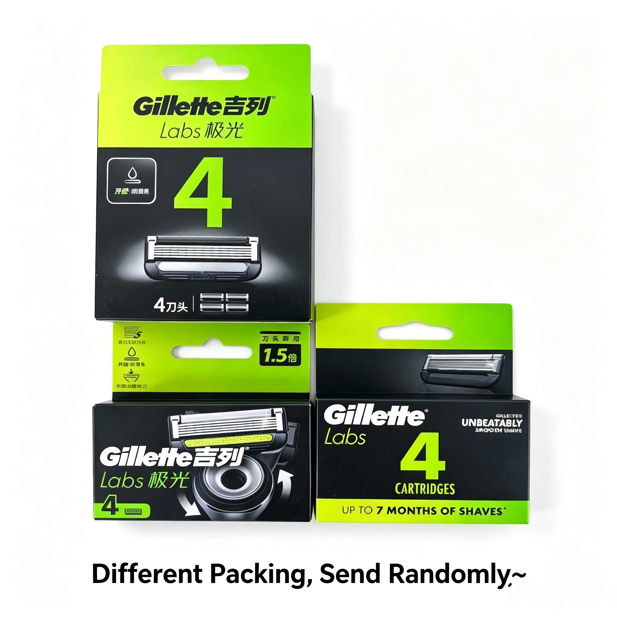Gillette Labs 4 Count Shaver Refill Heads 5 Nano Blades Compatible with Labs and Heated Razor with Precision Trimmer 4 pcs/ pack