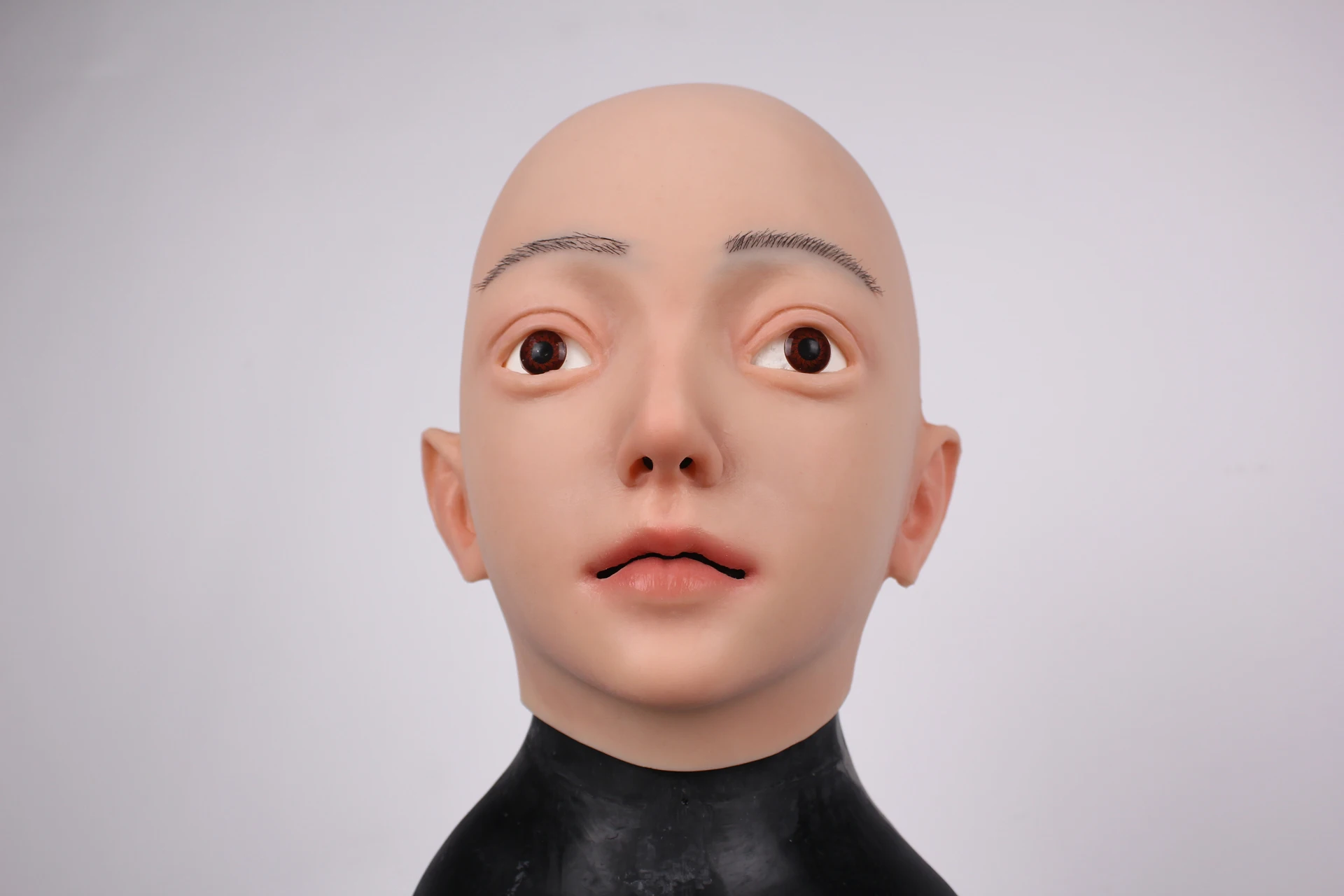 Silicone Female Head Mask for Pranks And Role Playing Male-to-Female Cross Dressing Realistic Cover with No Fake Eyes Or Eyelash