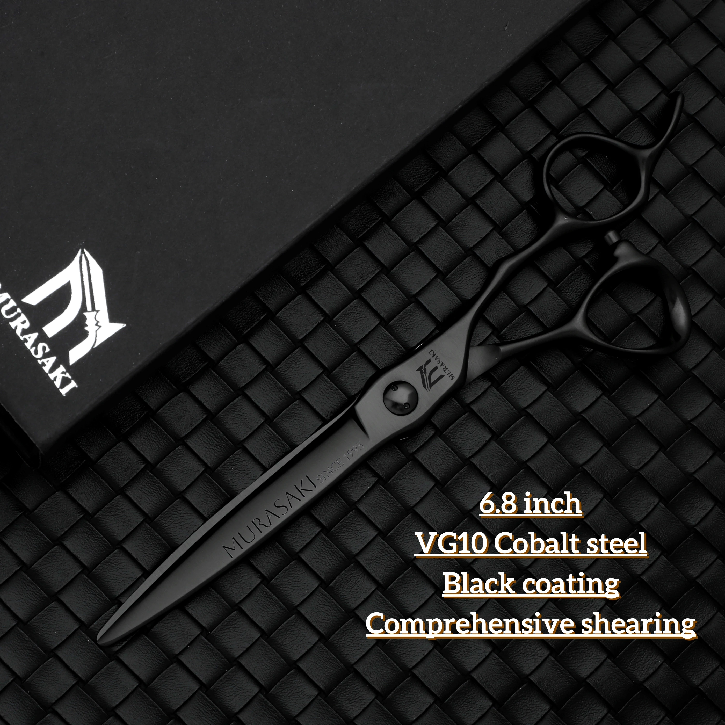 Professional Barber Scissors,6.3-6.8 Inch Black Coating Hair Cutting Shears,Top-Level VG10 Cobalt Steel Barbershop Accessories