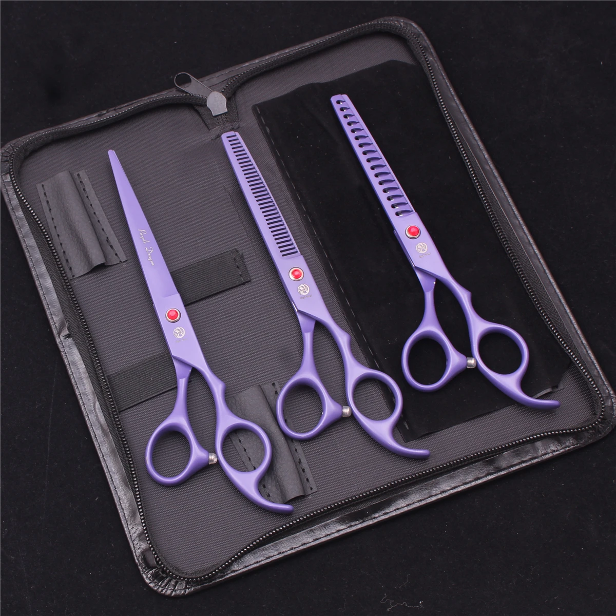 7.0 Pet Grooming Scissors Set Japanese Steel Straight Curved Dog Cat Cutting Thinning Shears Hair Comb Hemostatic Forceps Z3103